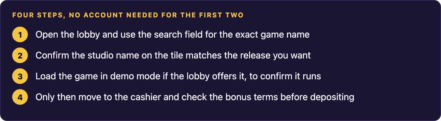 How to check a game is available before depositing